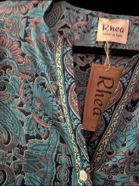 Rhea  Blue Teal Paisley And Floral Print Maxi Dress O/S